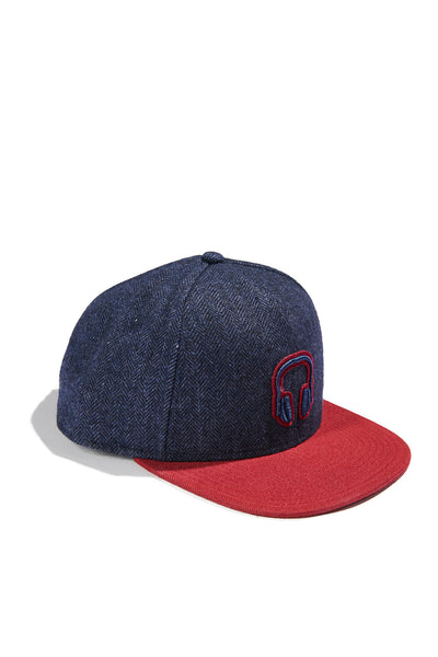 INDIGO HERRINGBONE + CRIMSON FELT WOOL SNAPBACK (SPECIAL EDITION)