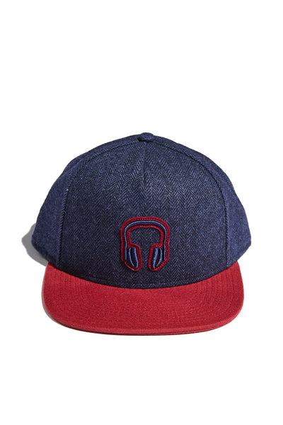 INDIGO HERRINGBONE + CRIMSON FELT WOOL SNAPBACK (SPECIAL EDITION)