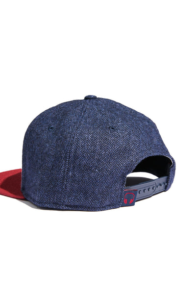 INDIGO HERRINGBONE + CRIMSON FELT WOOL SNAPBACK (SPECIAL EDITION)