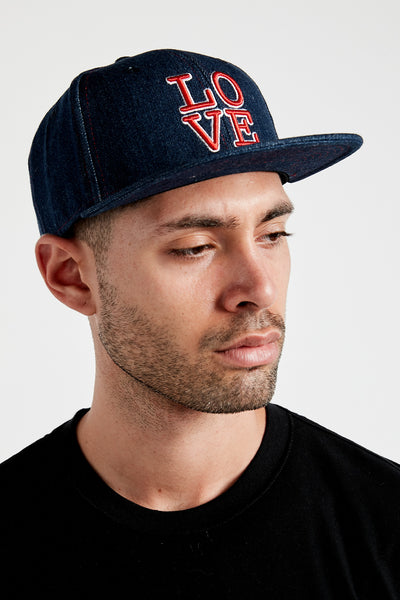 LOVE Snapback; Navy Denim