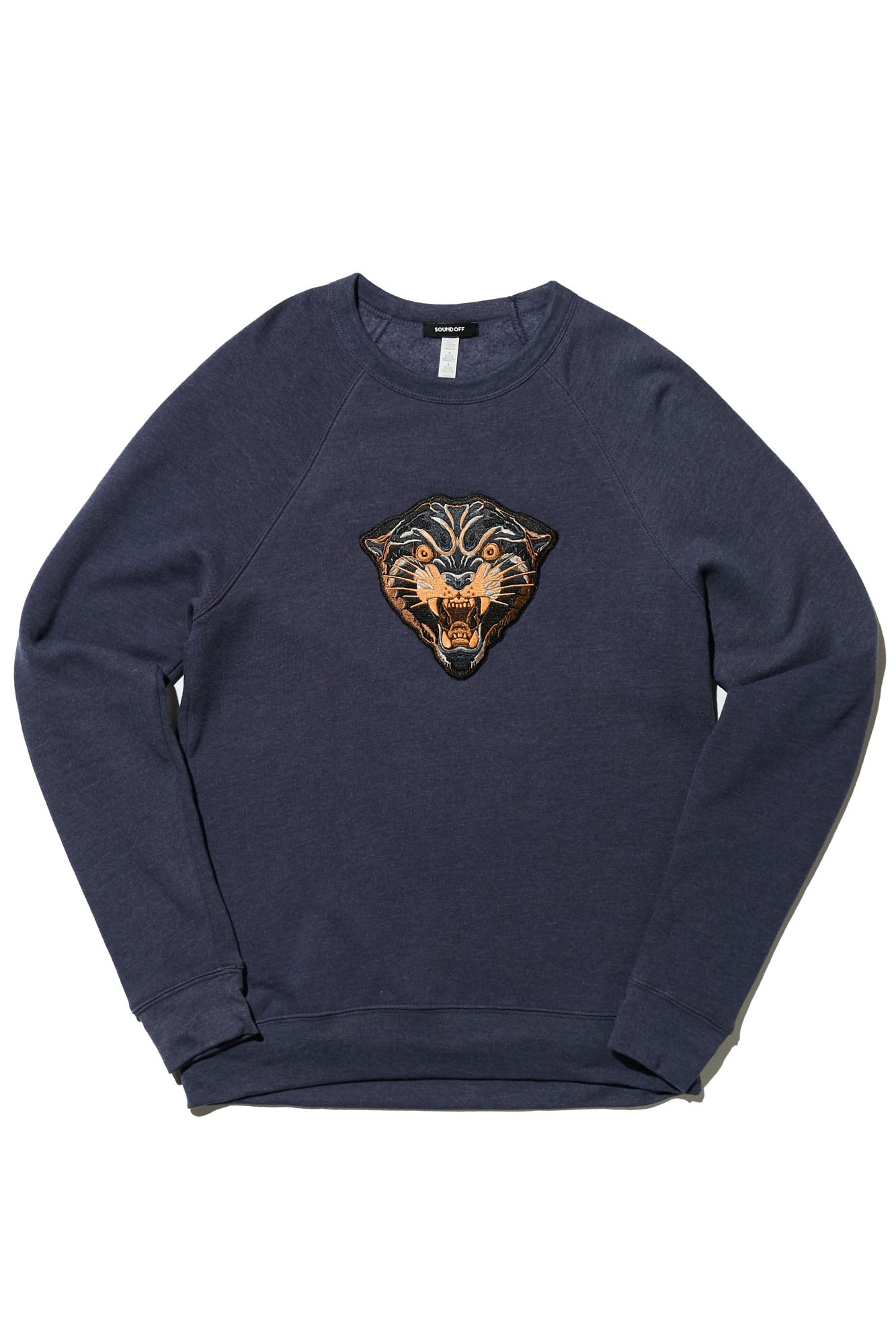 PANTHER MASCOT CREWNECK SWEATSHIRT; NAVY HEATHER
