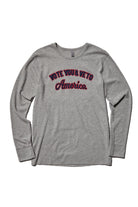 Long-sleeved gray thermal shirt with 'VOTE YOUR VETO America' printed in red on the front. Ideal for the midterms or any election.  By SOUNDOFF.  - FRONT